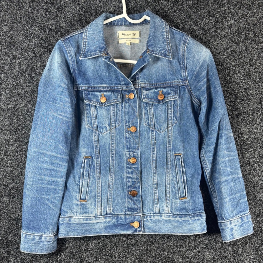 Madewell Classic Denim Jacket Womens XS Blue Medium Wash 100% Cotton Jean Jacket